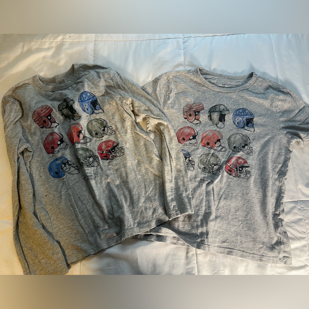 Gap Cotton Long Sleeve and Short Sleeve football tee’s 2 in set